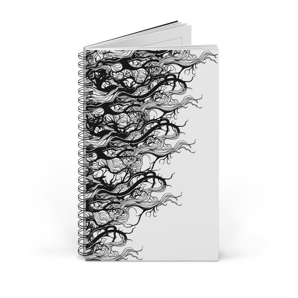Spiral Journal — Black Ink Tree Vines Notebook (A5)