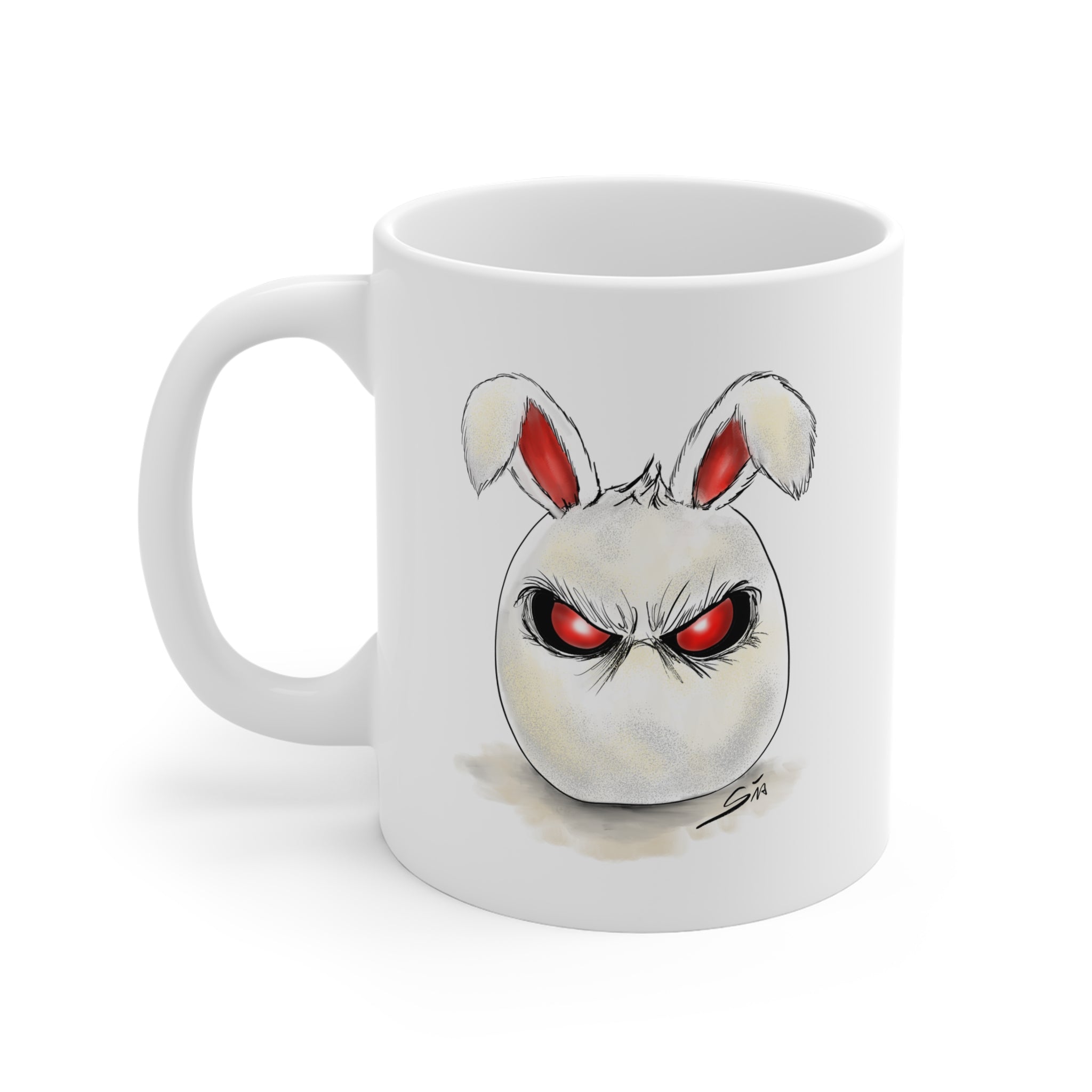 Angry Bunny Face Mug | Cute Grumpy Rabbit Illustration