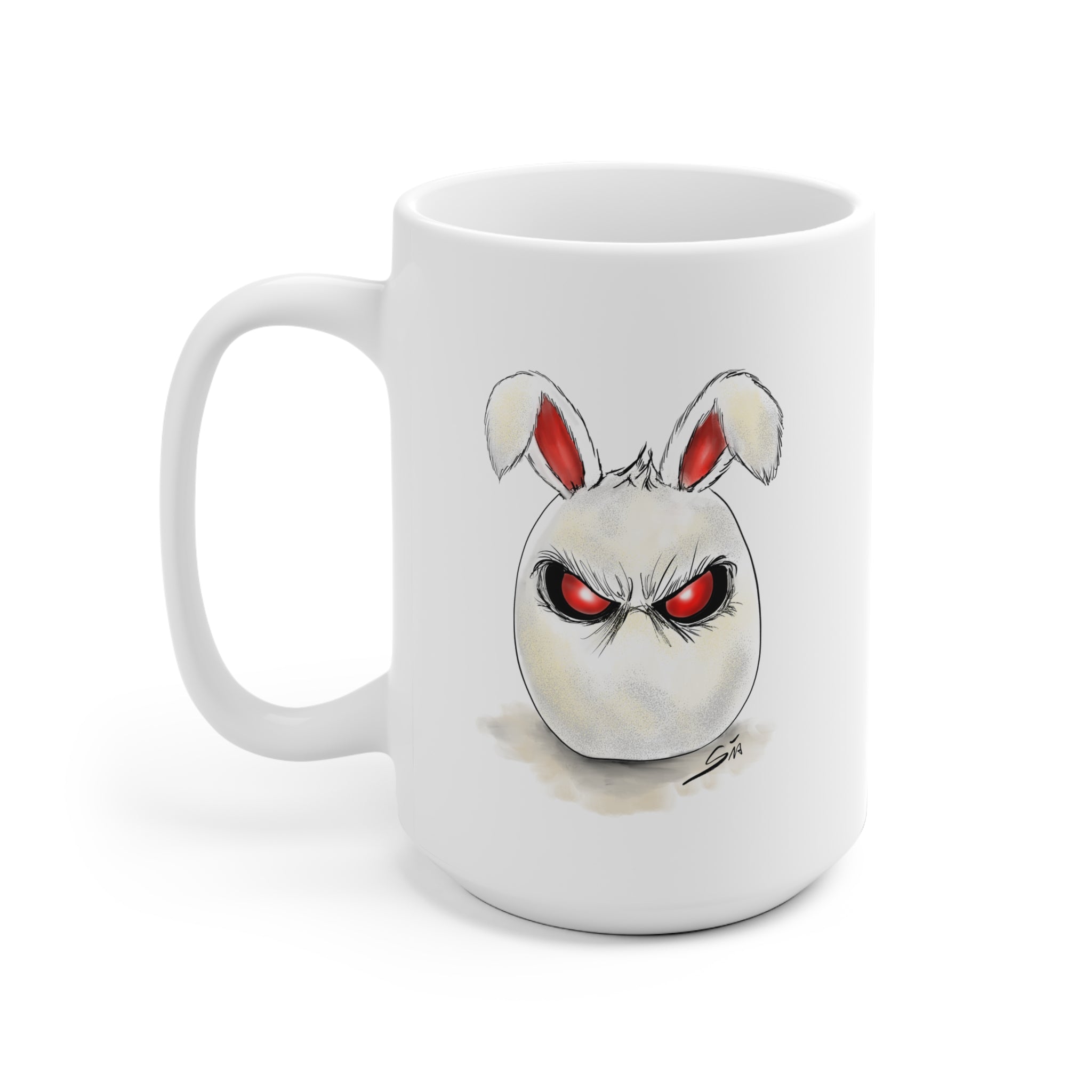 Angry Bunny Face Mug | Cute Grumpy Rabbit Illustration