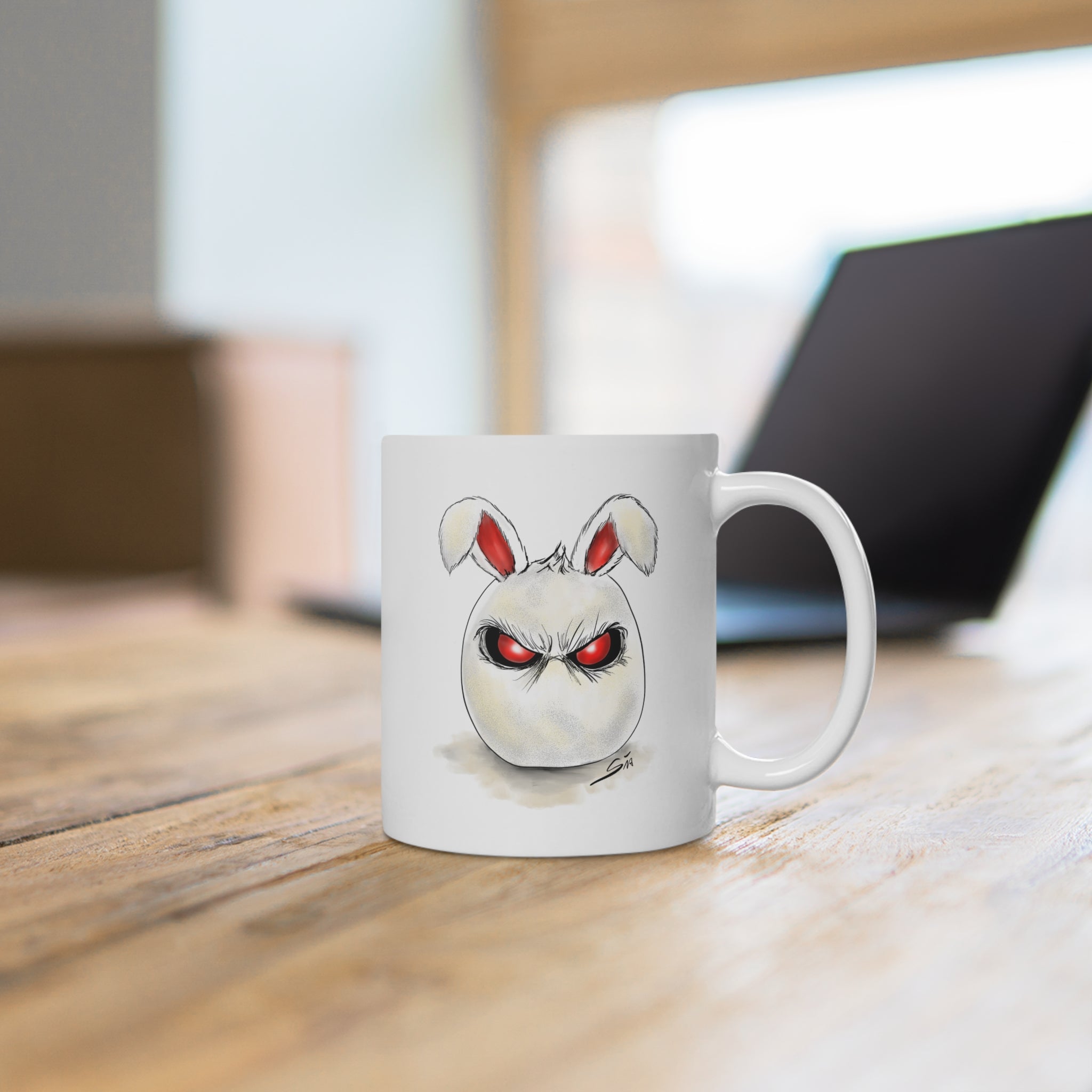 Angry Bunny Face Mug | Cute Grumpy Rabbit Illustration