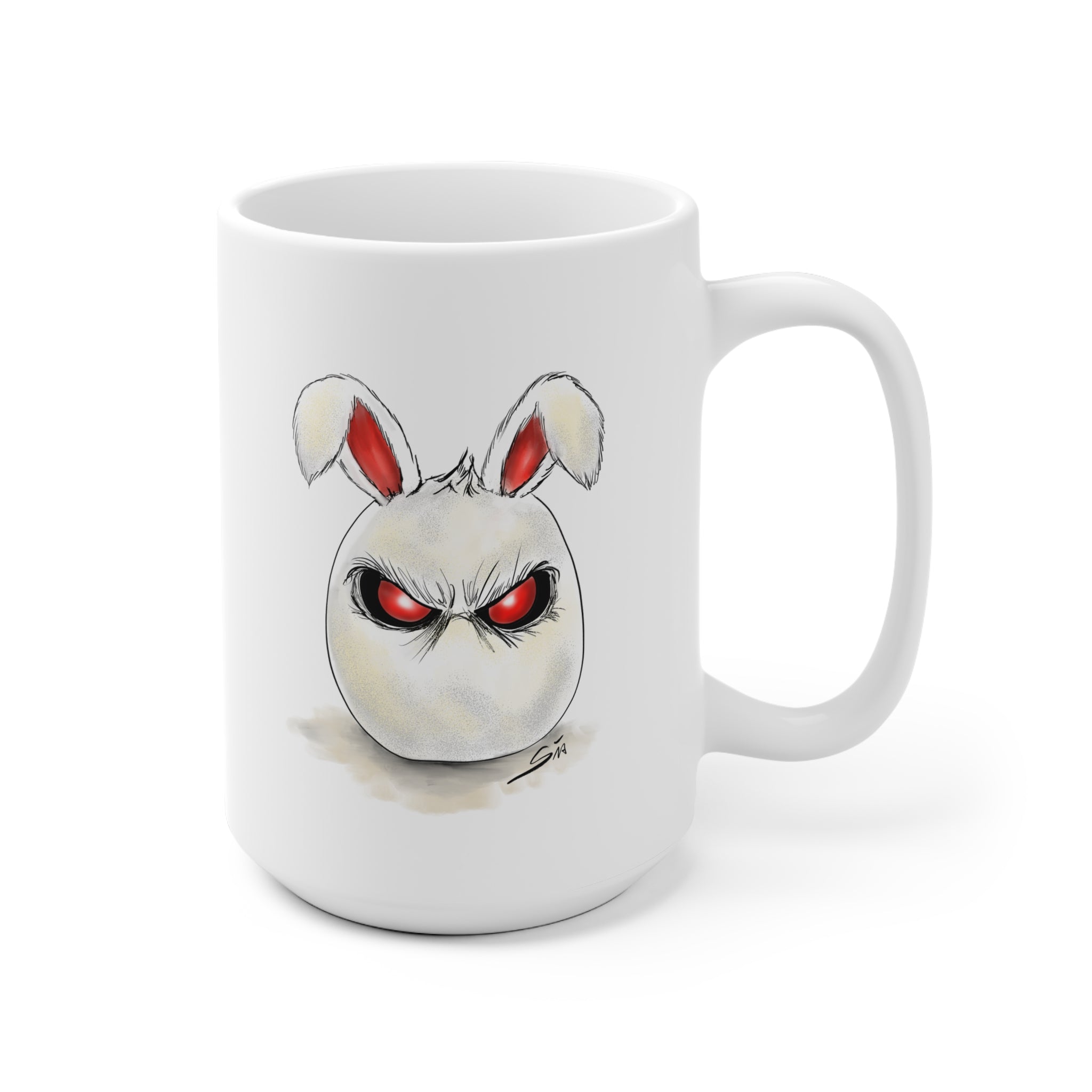 Angry Bunny Face Mug | Cute Grumpy Rabbit Illustration