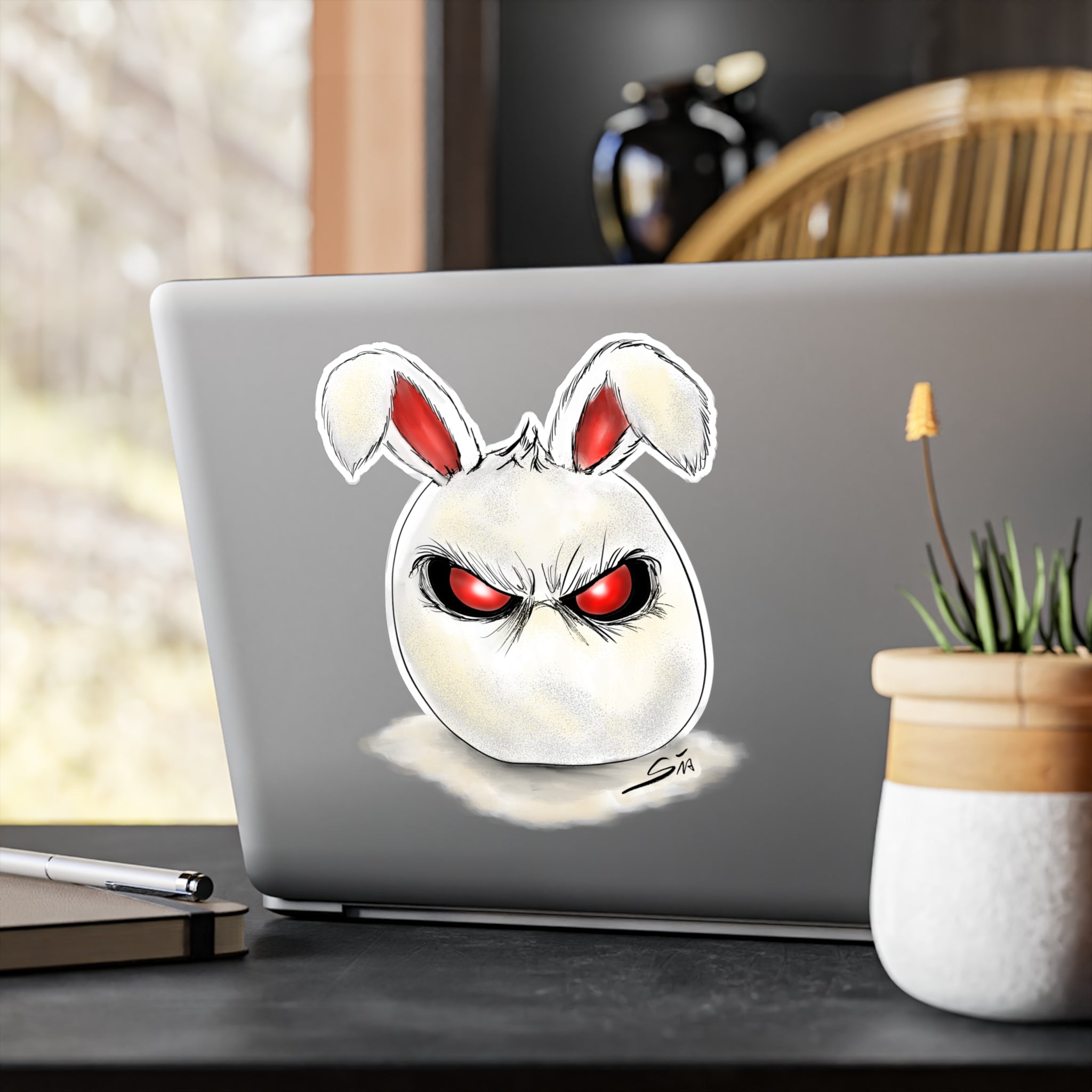Evil Bunny Face stickers | Vinyl Kiss-Cut Sticker