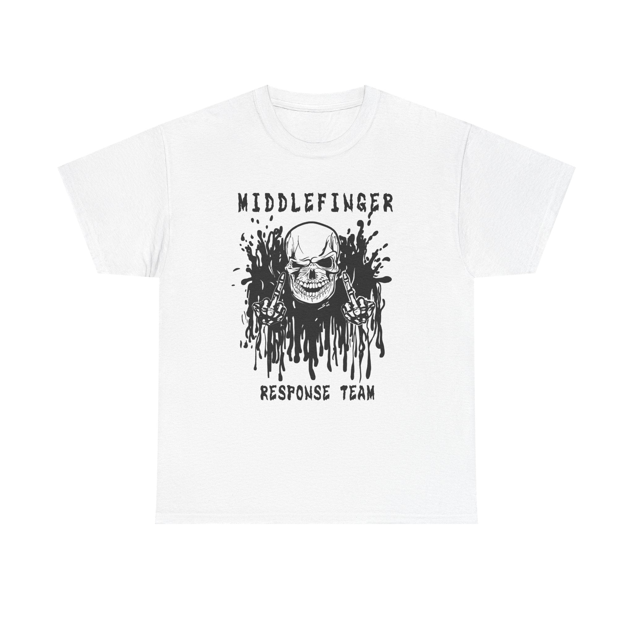 Middlefinger Response Team Skull T-Shirt | Grunge Aesthetic Tee | Sarcastic Skeleton Shirt | Edgy Streetwear Graphic Top