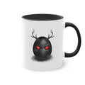 Horned Demon Egg Ceramic Mug, Dark Surrealism Coffee Cup, Occult Creepy Aesthetic Art Mug, Gothic Home Decor, Timeless Macabre Gift — Two-Tone 11oz Holiday Mug