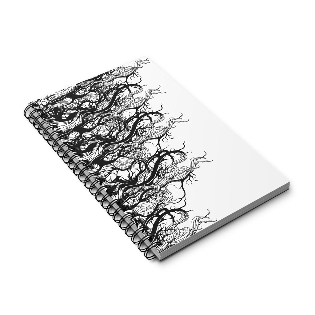 Spiral Journal — Black Ink Tree Vines Notebook (A5)