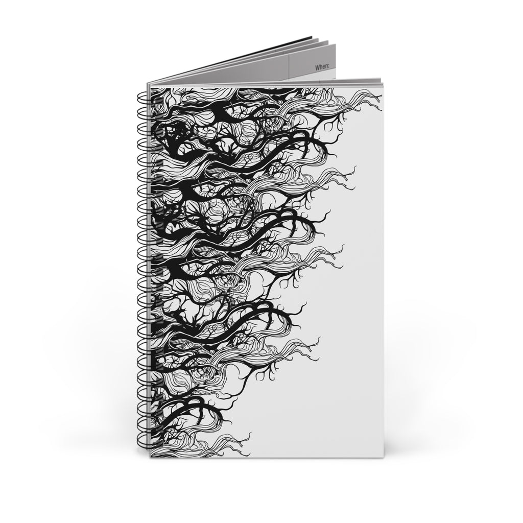 Spiral Journal — Black Ink Tree Vines Notebook (A5)