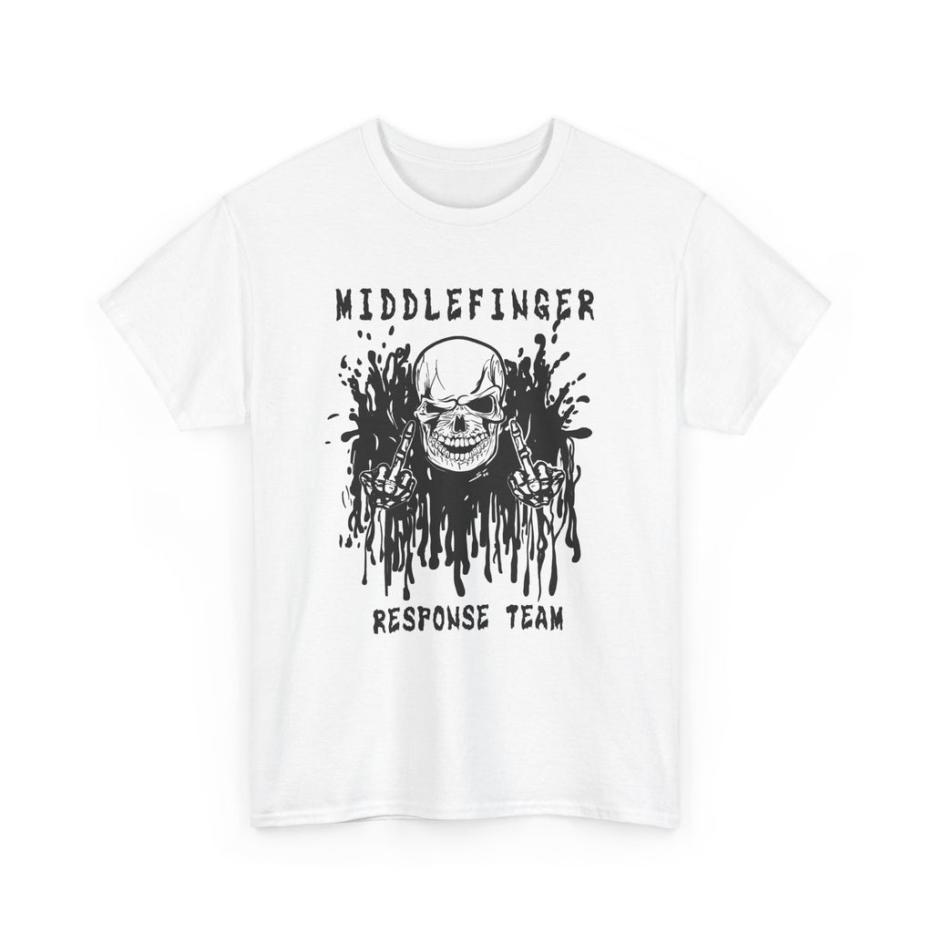 Middlefinger Response Team Skull T-Shirt | Grunge Aesthetic Tee | Sarcastic Skeleton Shirt | Edgy Streetwear Graphic Top