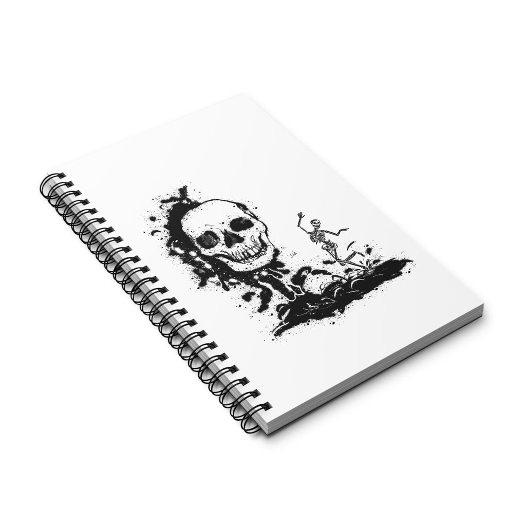 Dancing Skeleton Skull Spiral Notebook - Dark Art Aesthetic Journal - Gothic Sketchbook - Inkwork Macabre Art - Sia’s Shadow Gallery Gift