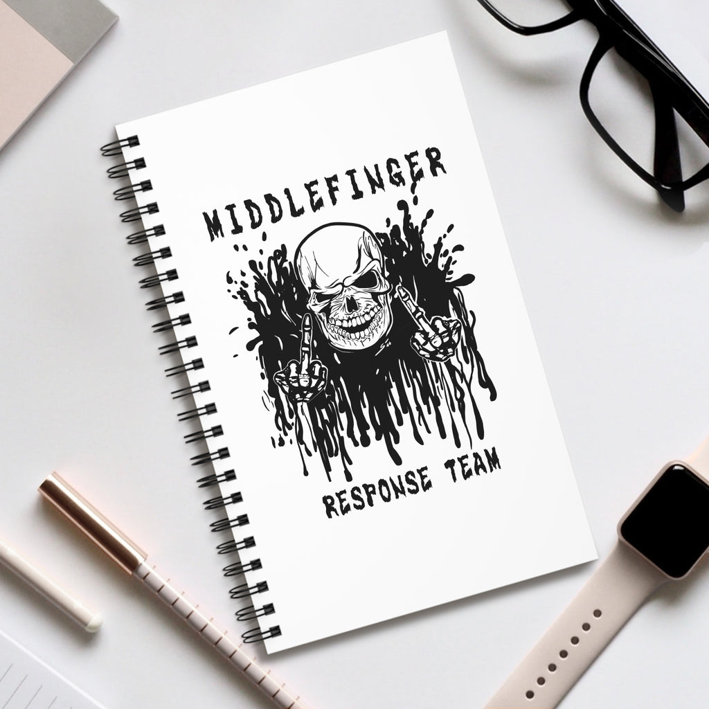 Spiral Journal | Middlefinger Response Team Spiral Notebook | Skull Dark Art Aesthetic Journal |  Sarcastic Goth Sketchbook |  Sia’s Shadow Gallery | Gift (A5)