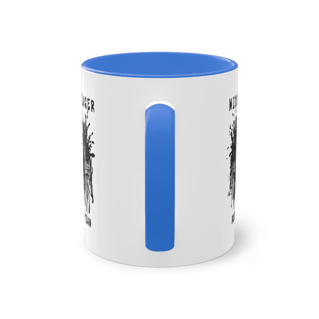 Middlefinger Response Team Skull Mug | Sarcastic Office Coffee Cup | Funny Grumpy Gift | Edgy Grunge Ceramic Mug | Two-Tone 11oz