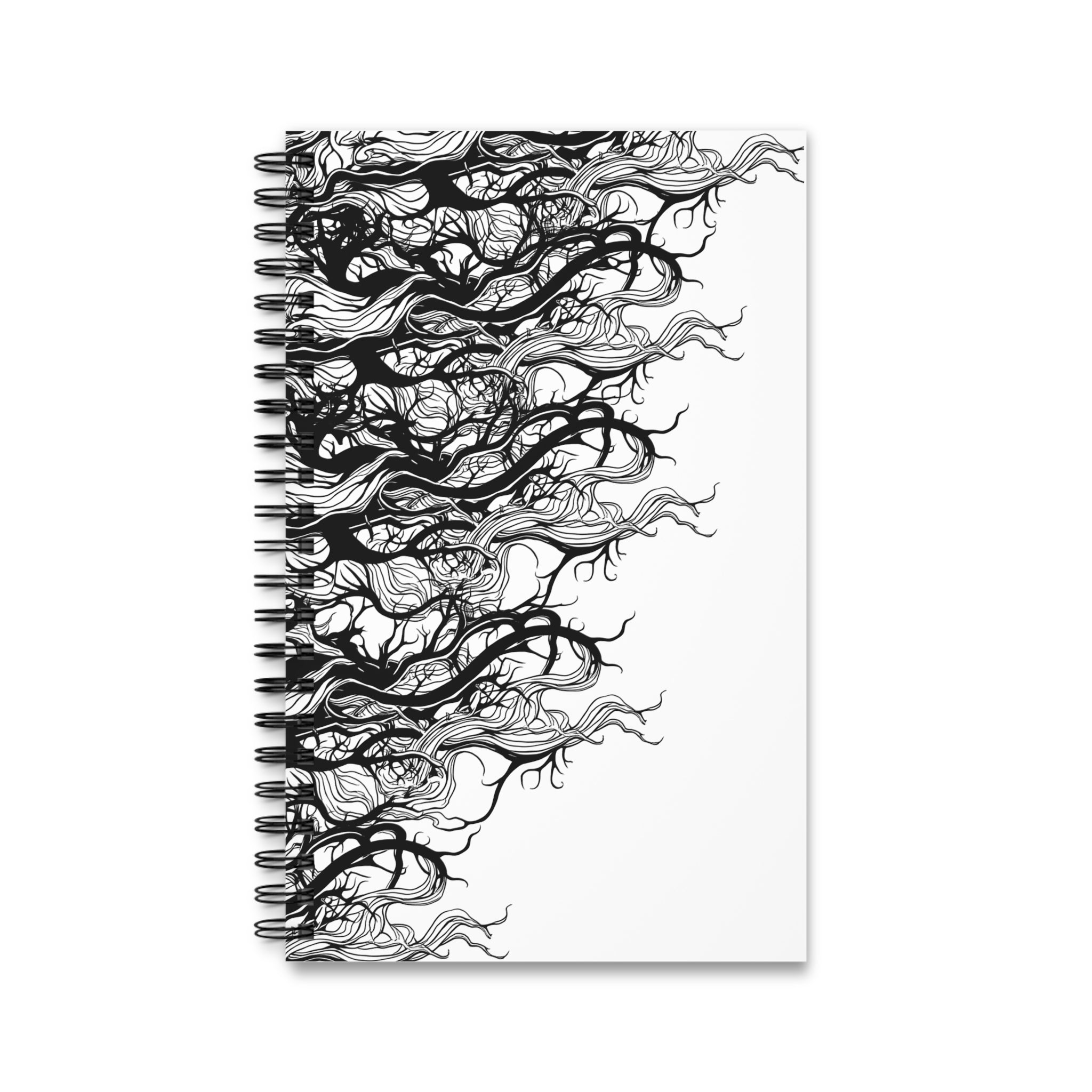 Spiral Journal — Black Ink Tree Vines Notebook (A5)