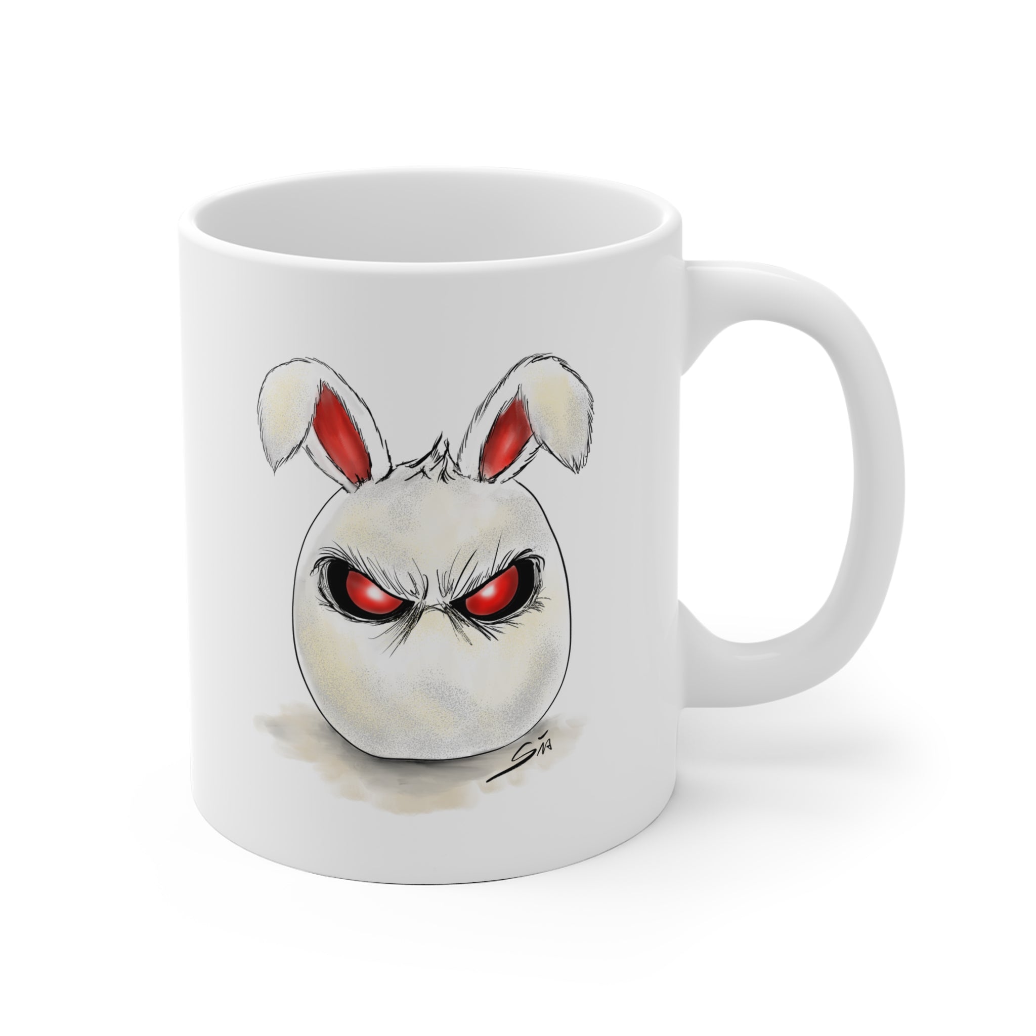 Angry Bunny Face Mug | Cute Grumpy Rabbit Illustration