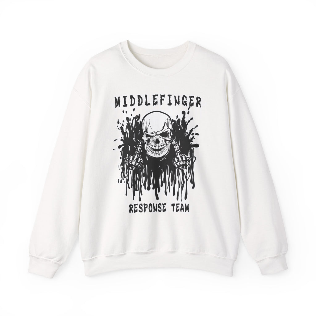 Middlefinger Response Team Skull Sweatshirt | Grunge Punk Streetwear | Sarcastic Skeleton Crewneck