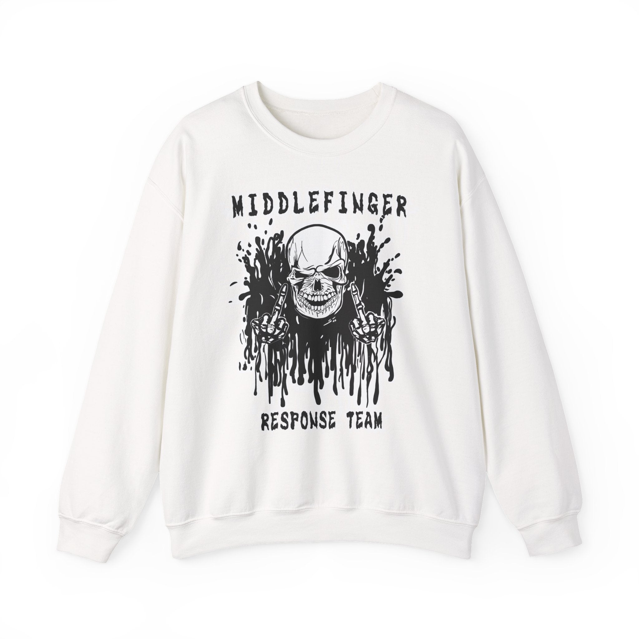 Middlefinger Response Team Skull Sweatshirt | Grunge Punk Streetwear | Sarcastic Skeleton Crewneck