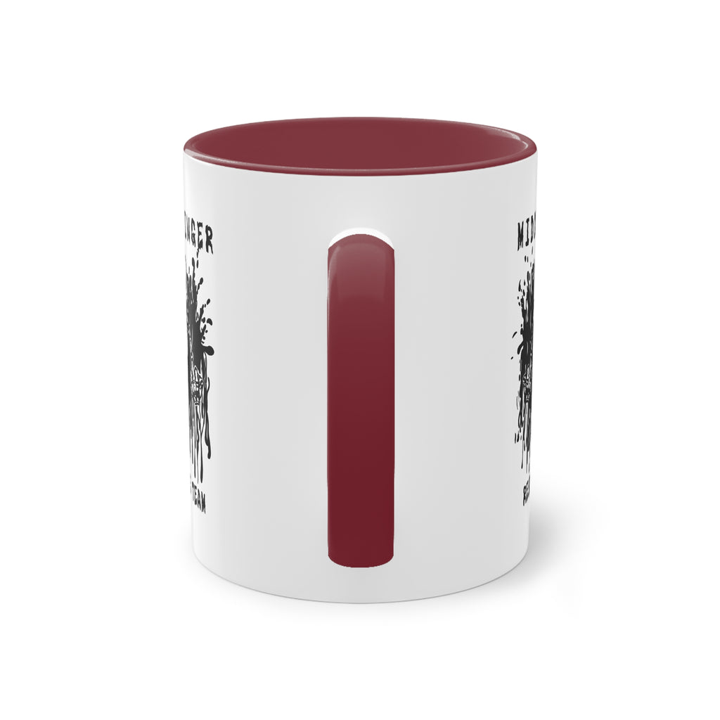 Middlefinger Response Team Skull Mug | Sarcastic Office Coffee Cup | Funny Grumpy Gift | Edgy Grunge Ceramic Mug | Two-Tone 11oz
