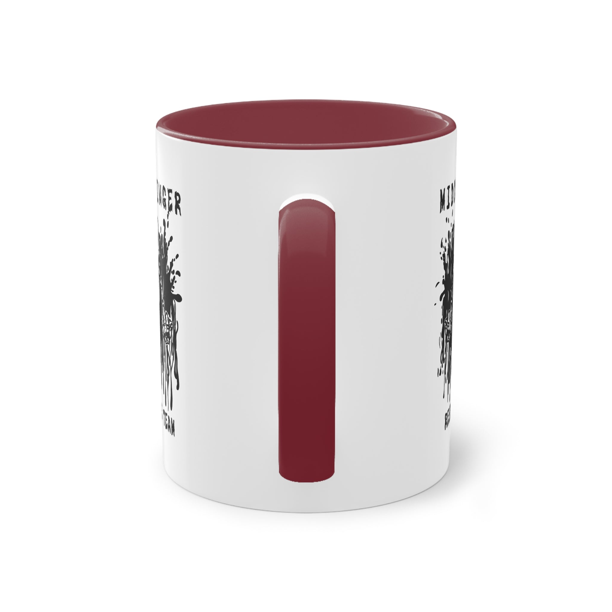 Middlefinger Response Team Skull Mug | Sarcastic Office Coffee Cup | Funny Grumpy Gift | Edgy Grunge Ceramic Mug | Two-Tone 11oz