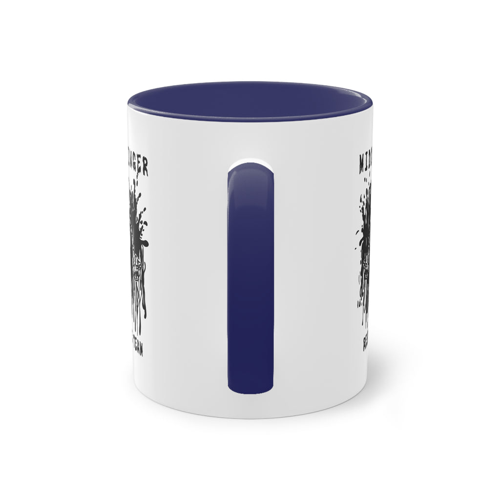 Middlefinger Response Team Skull Mug | Sarcastic Office Coffee Cup | Funny Grumpy Gift | Edgy Grunge Ceramic Mug | Two-Tone 11oz