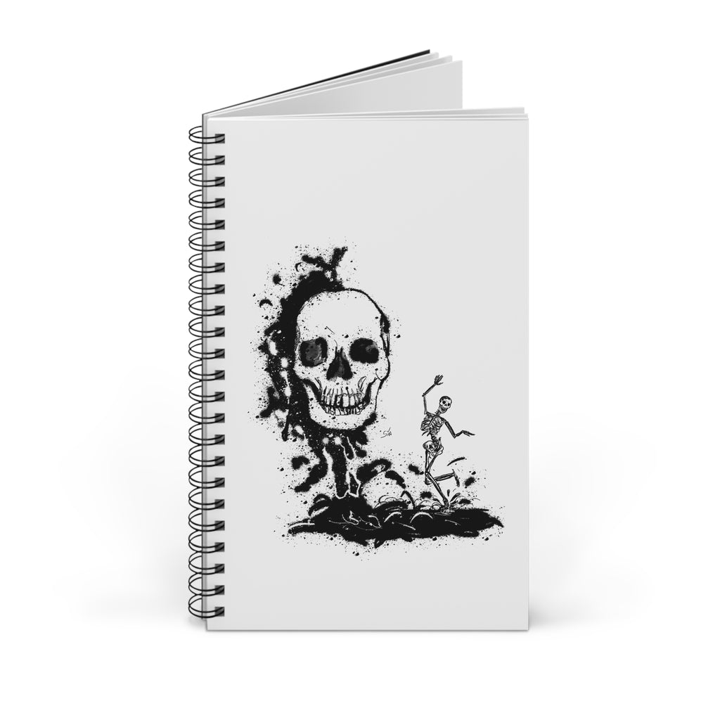 Dancing Skeleton Skull Spiral Notebook - Dark Art Aesthetic Journal - Gothic Sketchbook - Inkwork Macabre Art - Sia’s Shadow Gallery Gift