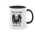 Middlefinger Response Team Skull Mug | Sarcastic Office Coffee Cup | Funny Grumpy Gift | Edgy Grunge Ceramic Mug | Two-Tone 11oz