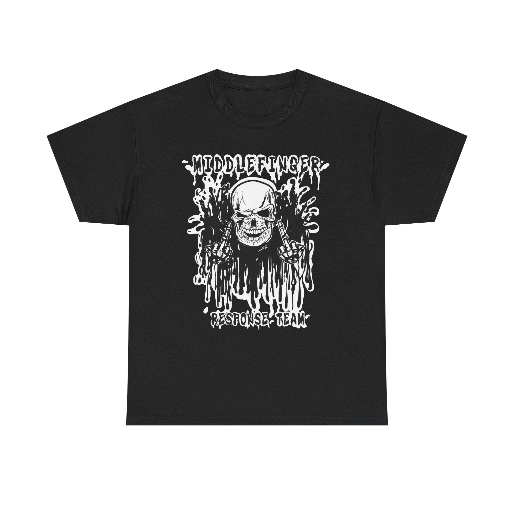 Middlefinger Response Team Skull T-Shirt | Grunge Aesthetic Tee | Sarcastic Skeleton Shirt | Edgy Streetwear Graphic Top