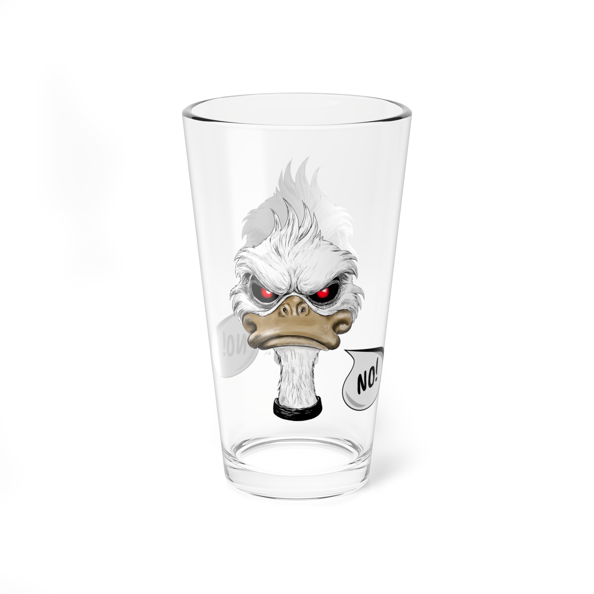 Evil Duck | NO | Glass Tumbler | Dark Humor | Water Glass | Sia's Shadow Gallery | Pint Glass, 16oz