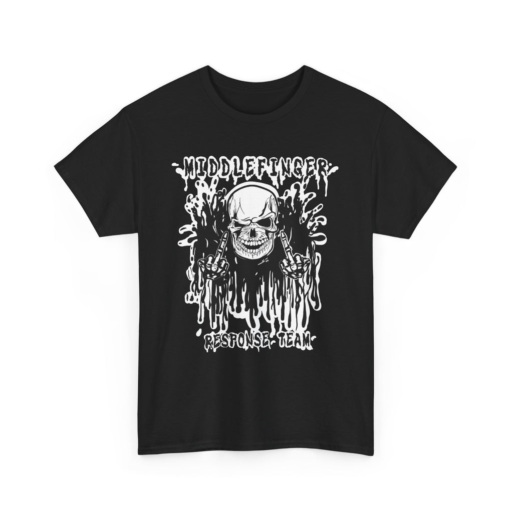 Middlefinger Response Team Skull T-Shirt | Grunge Aesthetic Tee | Sarcastic Skeleton Shirt | Edgy Streetwear Graphic Top