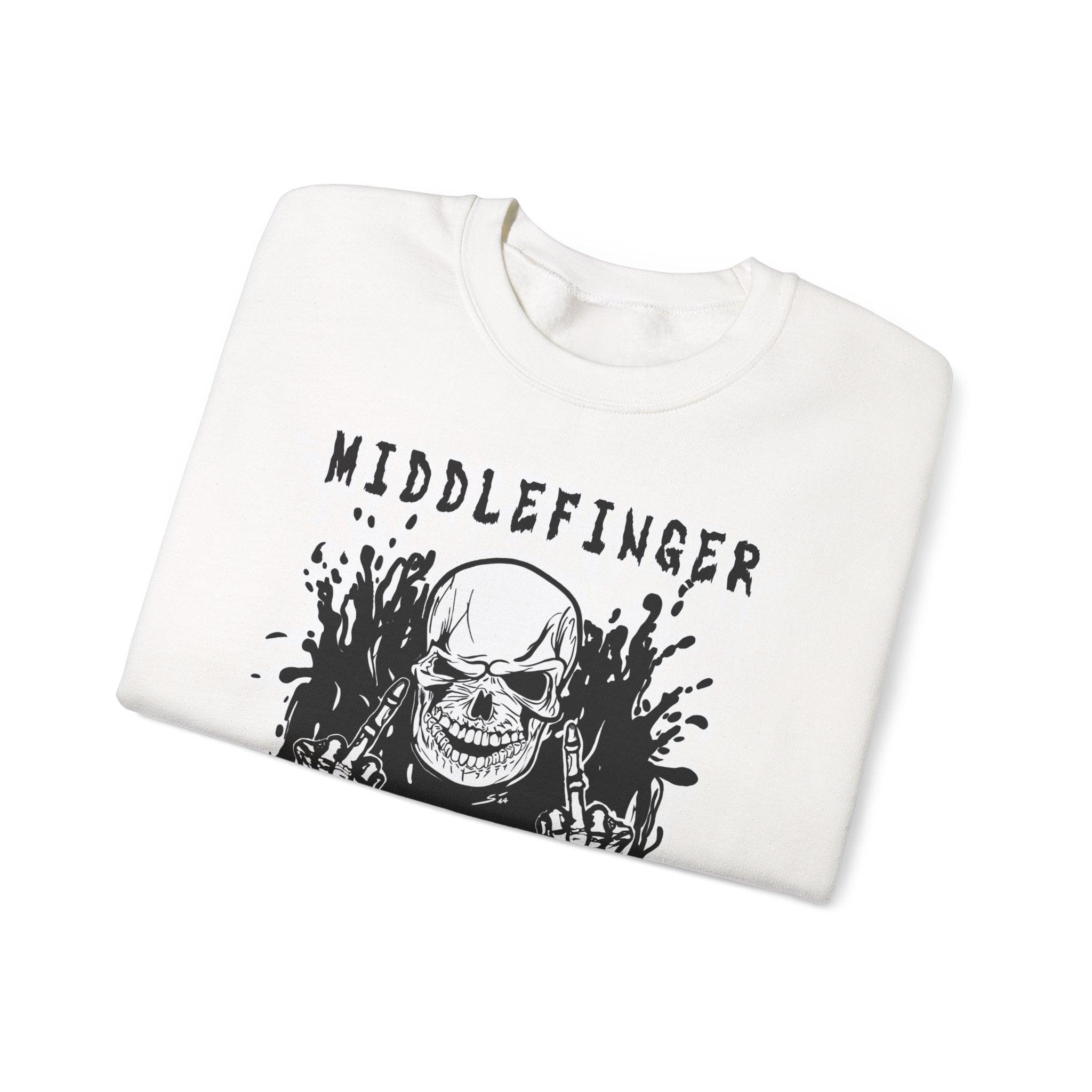 Middlefinger Response Team Skull Sweatshirt | Grunge Punk Streetwear | Sarcastic Skeleton Crewneck