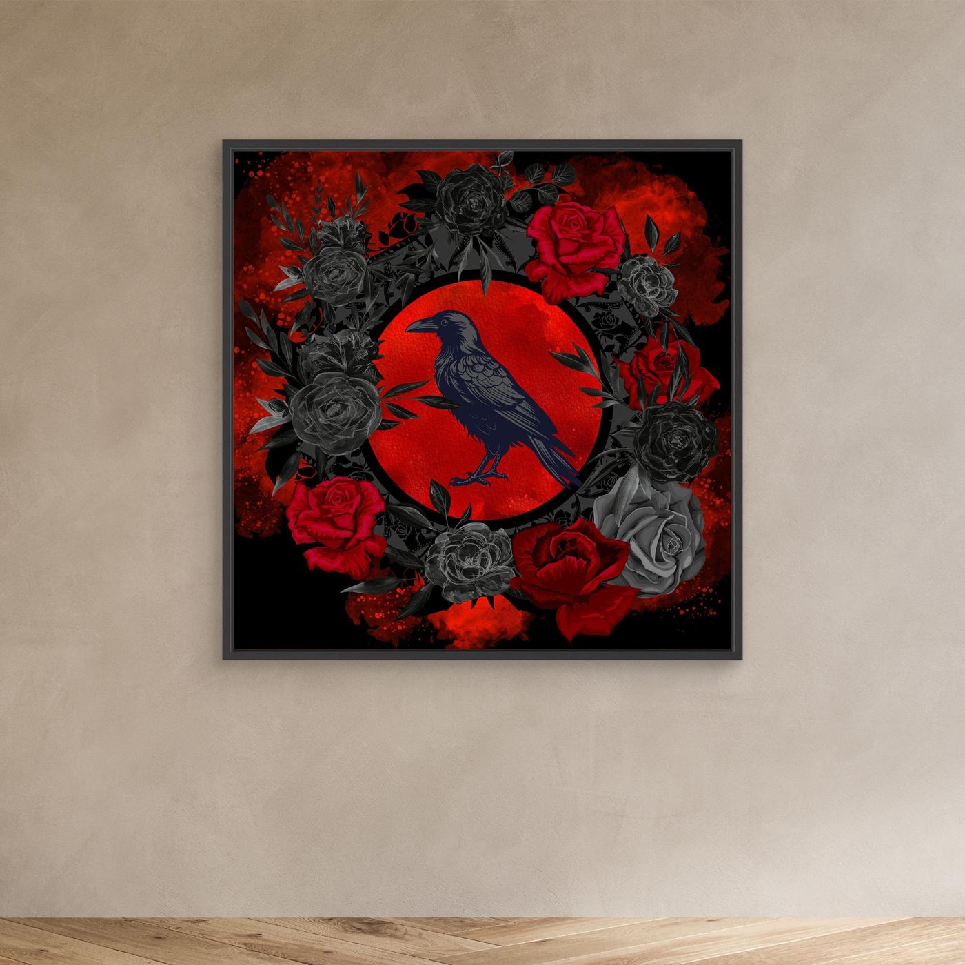 Raven,roses and crimson moonlight