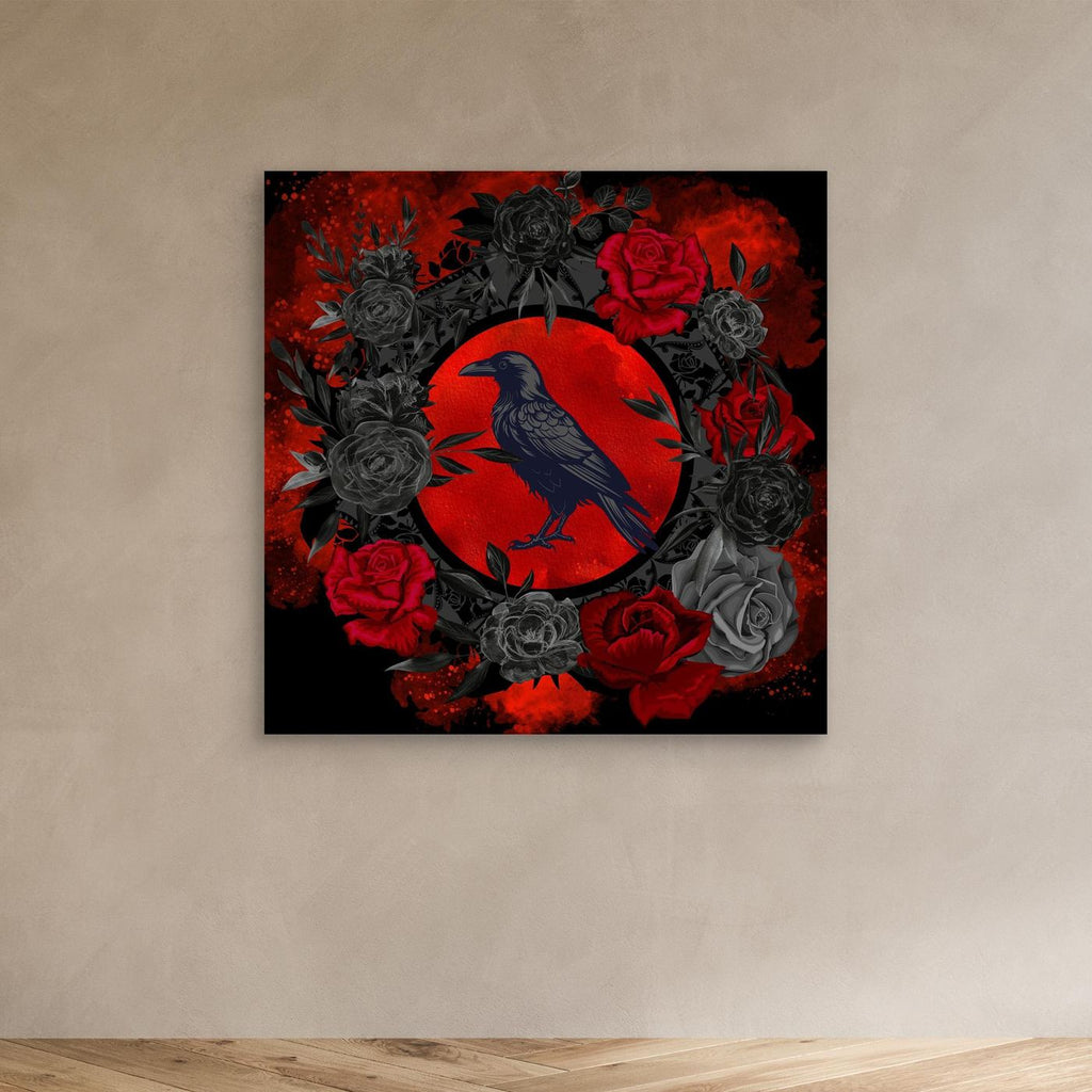 Raven,roses and crimson moonlight